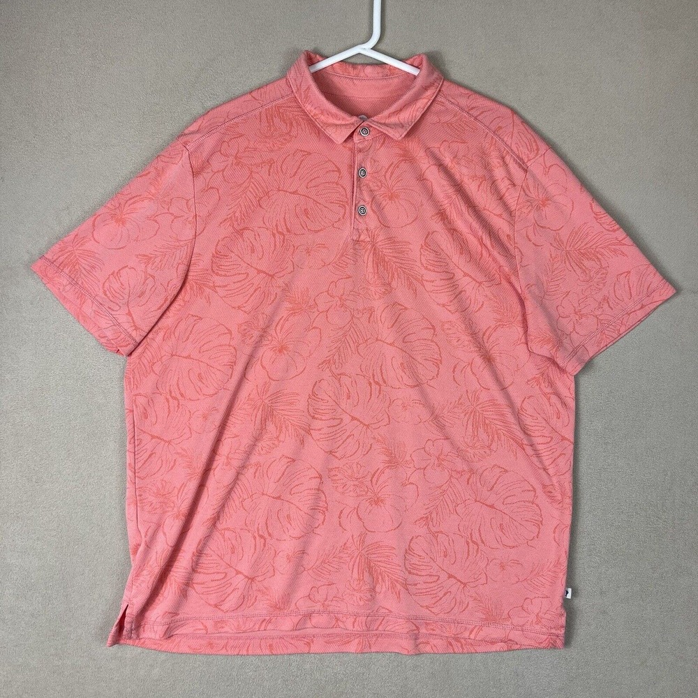 Tommy Bahama Polo Shirt Men Extra Large Orange Beach Hawaiian Golfing‎ Adult